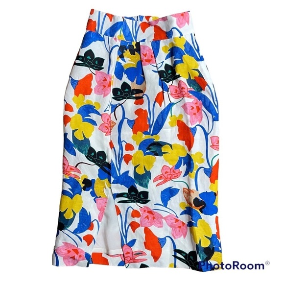 J. Crew Pintucked Midi Skirt Morning Floral 0 - Picture 4 of 5